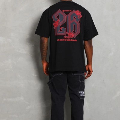Erkek Baskılı Tişört Kısa Kol Bisiklet Yaka Oversize T-Shirt - Siyah Erkek Baskılı Tişört Kısa Kol Bisiklet Yaka Oversize T-Shirt - Siyah
