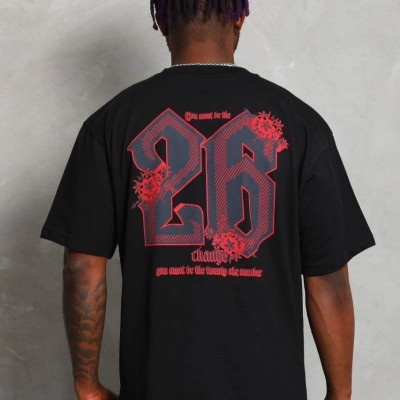 Erkek Baskılı Tişört Kısa Kol Bisiklet Yaka Oversize T-Shirt - Siyah Erkek Baskılı Tişört Kısa Kol Bisiklet Yaka Oversize T-Shirt - Siyah