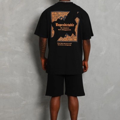 Erkek Baskılı Tişört Kısa Kol Bisiklet Yaka Oversize T-Shirt - Siyah Erkek Baskılı Tişört Kısa Kol Bisiklet Yaka Oversize T-Shirt - Siyah