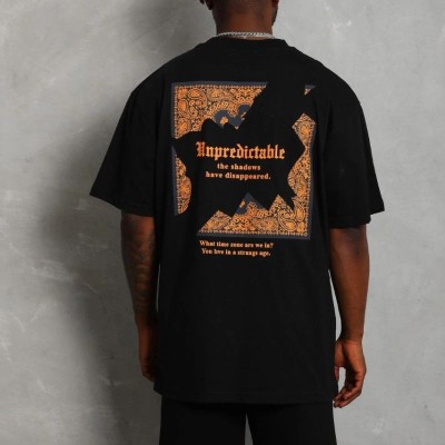 Erkek Baskılı Tişört Kısa Kol Bisiklet Yaka Oversize T-Shirt - Siyah Erkek Baskılı Tişört Kısa Kol Bisiklet Yaka Oversize T-Shirt - Siyah