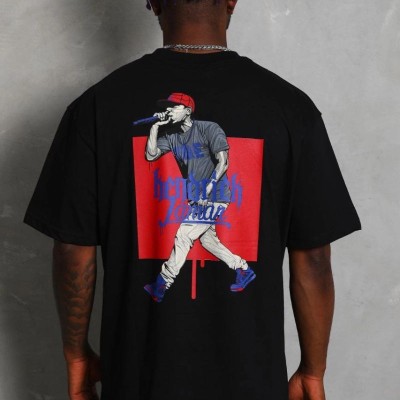 Erkek Baskılı Tişört Kısa Kol Bisiklet Yaka Oversize T-Shirt - - Siyah Erkek Baskılı Tişört Kısa Kol Bisiklet Yaka Oversize T-Shirt - - Siyah