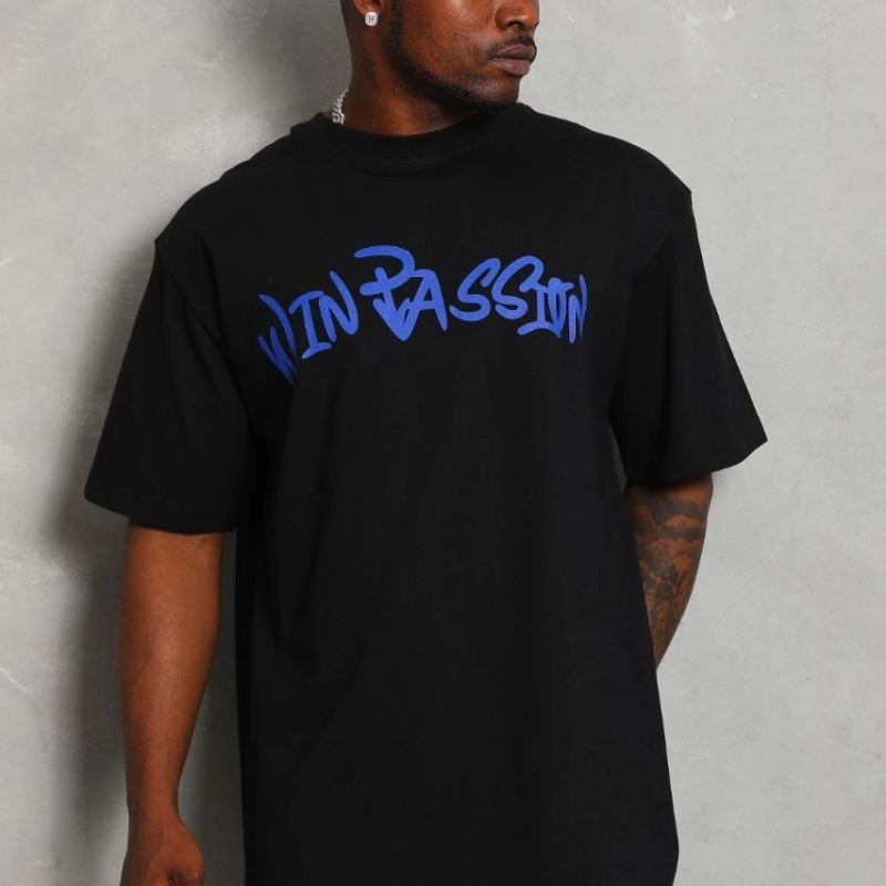 Erkek Baskılı Tişört Kısa Kol Bisiklet Yaka Oversize T-Shirt - Siyah Erkek Baskılı Tişört Kısa Kol Bisiklet Yaka Oversize T-Shirt - Siyah