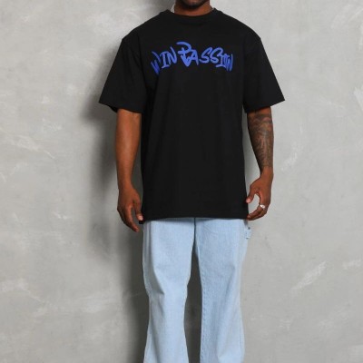 Erkek Baskılı Tişört Kısa Kol Bisiklet Yaka Oversize T-Shirt - Siyah Erkek Baskılı Tişört Kısa Kol Bisiklet Yaka Oversize T-Shirt - Siyah