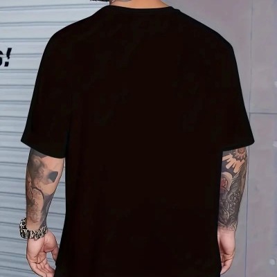 Erkek Baskılı Tişört Kısa Kol Bisiklet Yaka Oversize T-Shirt - Siyah Erkek Baskılı Tişört Kısa Kol Bisiklet Yaka Oversize T-Shirt - Siyah