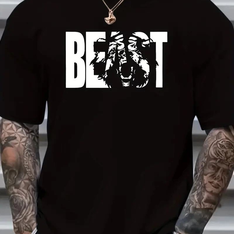 Erkek Baskılı Tişört Kısa Kol Bisiklet Yaka Oversize T-Shirt - Siyah Erkek Baskılı Tişört Kısa Kol Bisiklet Yaka Oversize T-Shirt - Siyah