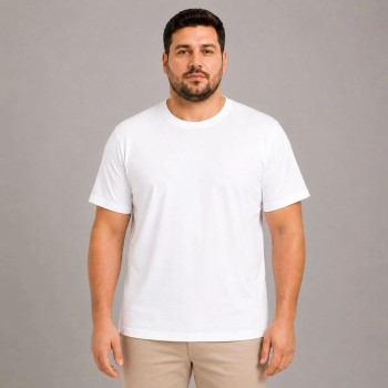 Erkek Battal Big Size Basic Tişört Bisiklet Yaka Rahat Kalıp T-Shirt - Beyaz Erkek Battal Big Size Basic Tişört Bisiklet Yaka Rahat Kalıp T-Shirt - Beyaz
