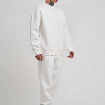 ERKEK Bisikilet Yaka 3 plik Pamuklu SweatShirt - Beyaz ERKEK Bisikilet Yaka 3 plik Pamuklu SweatShirt - Beyaz