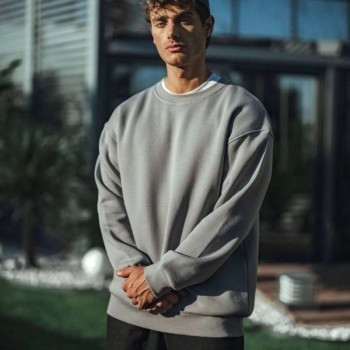 Erkek Bisiklet Yaka 3 İplik pamuklu Basic SweatShirt - Boyalı Gri Erkek Bisiklet Yaka 3 İplik pamuklu Basic SweatShirt - Boyalı Gri