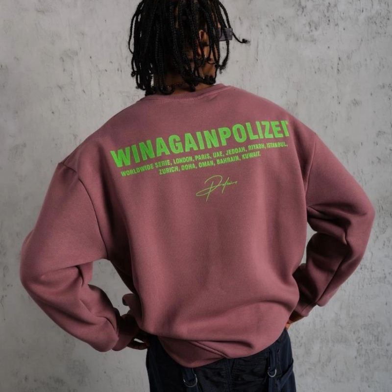 Erkek Bisiklet Yaka Baskılı 3 iplik pamuklu Sweatshirt - Gül Kurusu Erkek Bisiklet Yaka Baskılı 3 iplik pamuklu Sweatshirt - Gül Kurusu