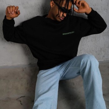 Erkek Bisiklet Yaka Baskılı 3 iplik pamuklu Sweatshirt - Siyah Erkek Bisiklet Yaka Baskılı 3 iplik pamuklu Sweatshirt - Siyah