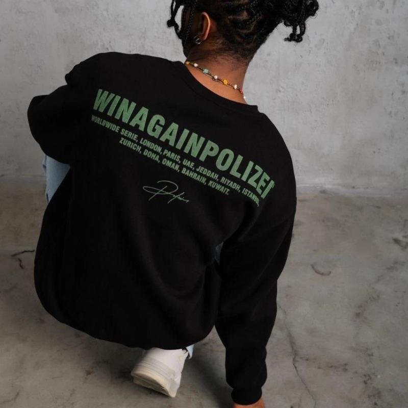 Erkek Bisiklet Yaka Baskılı 3 iplik pamuklu Sweatshirt - Siyah Erkek Bisiklet Yaka Baskılı 3 iplik pamuklu Sweatshirt - Siyah