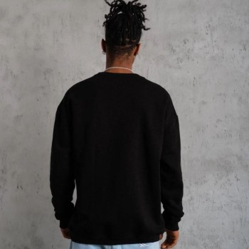 Erkek Bisiklet Yaka Baskılı 3 İplik Pamuklu Sweatshirt - Siyah Erkek Bisiklet Yaka Baskılı 3 İplik Pamuklu Sweatshirt - Siyah