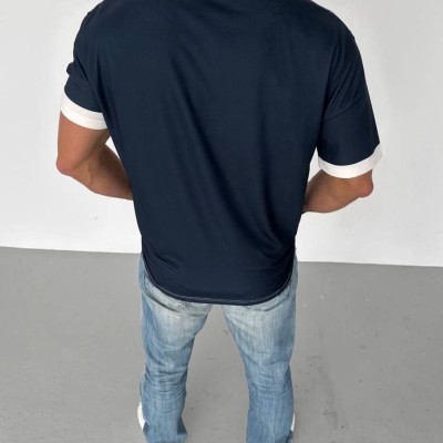 ERKEK Bisiklet Yaka Baskılı Kısa kol Oversize T-Shirt - Siyah ERKEK Bisiklet Yaka Baskılı Kısa kol Oversize T-Shirt - Siyah