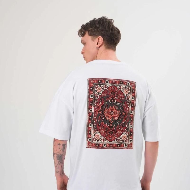 Erkek Bisiklet Yaka Baskılı Kısa kol T-Shirt - Beyaz Erkek Bisiklet Yaka Baskılı Kısa kol T-Shirt - Beyaz