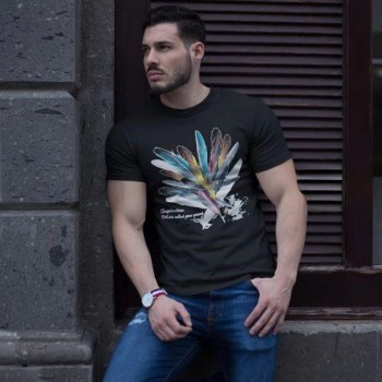 ERKEK Bisiklet Yaka Baskılı Kısa kol T-Shirt - Siyah ERKEK Bisiklet Yaka Baskılı Kısa kol T-Shirt - Siyah