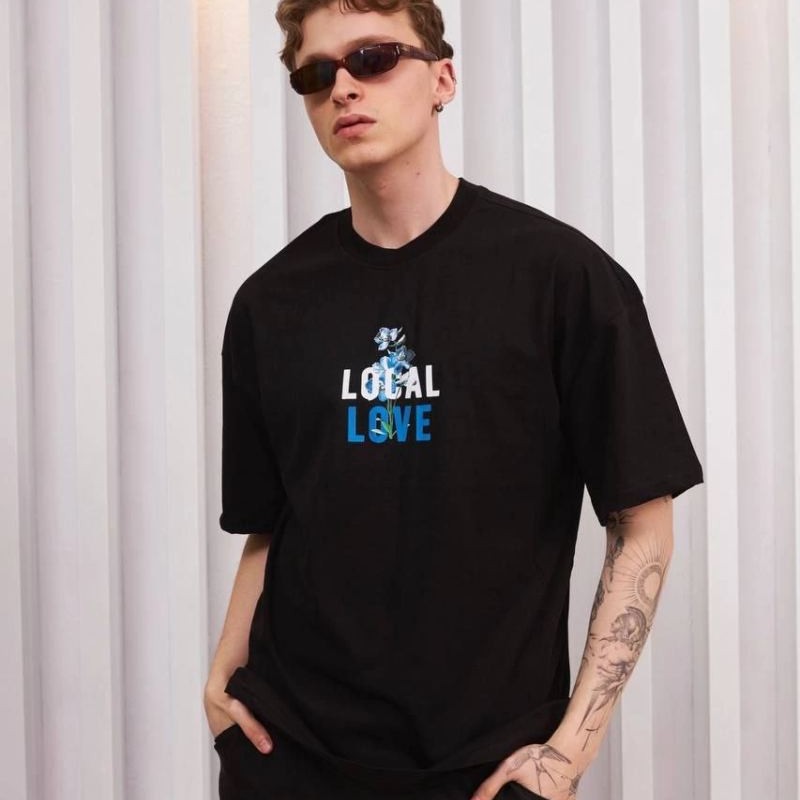 ERKEK Bisiklet Yaka Baskılı Oversize Kısa kol T-Shirt - Siyah ERKEK Bisiklet Yaka Baskılı Oversize Kısa kol T-Shirt - Siyah