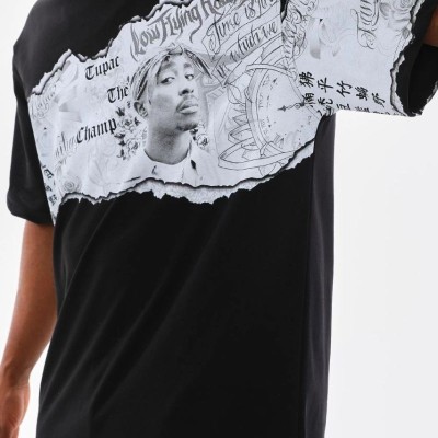 Erkek Bisiklet Yaka Baskılı Oversize T-Shirt - Siyah Erkek Bisiklet Yaka Baskılı Oversize T-Shirt - Siyah