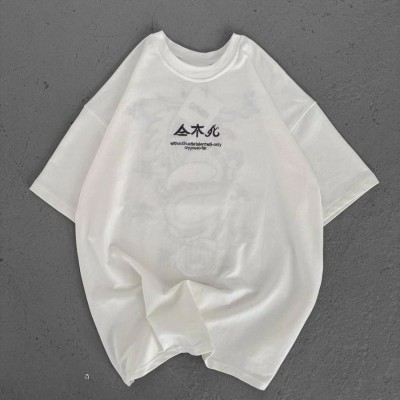 Erkek Bisiklet yaka Baskılı T-Shirt - Beyaz