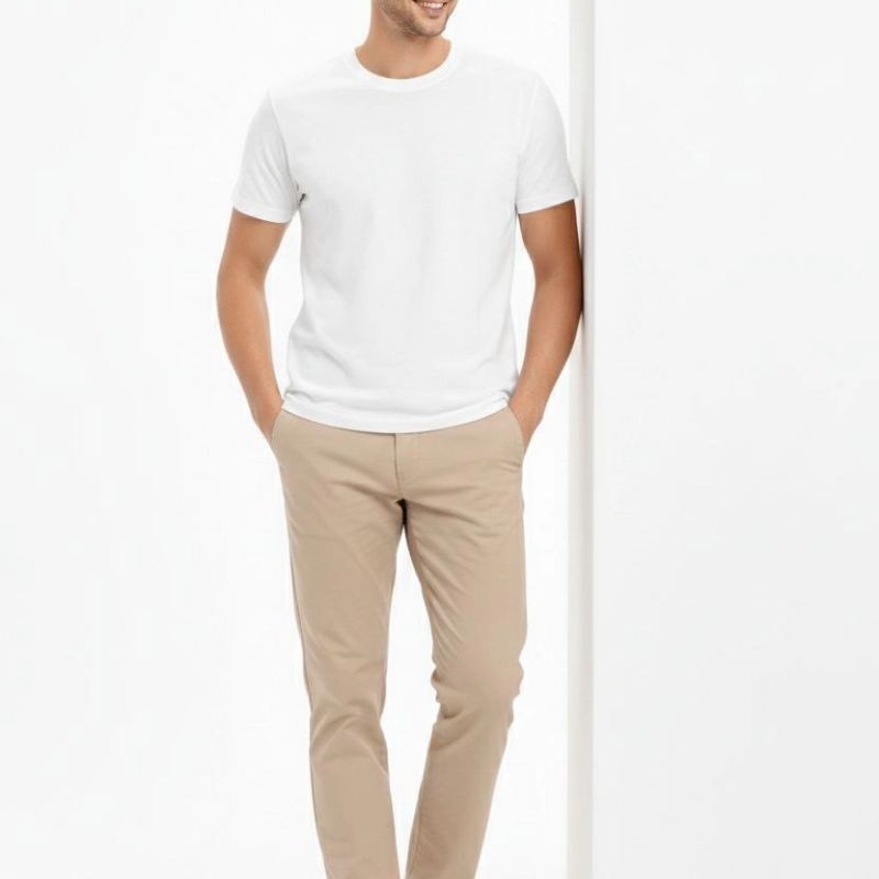 Erkek Bisiklet Yaka Yazlık Kısa kol Düz Tişört Regular Kalıp T-shirt - Beyaz Erkek Bisiklet Yaka Yazlık Kısa kol Düz Tişört Regular Kalıp T-shirt - Beyaz
