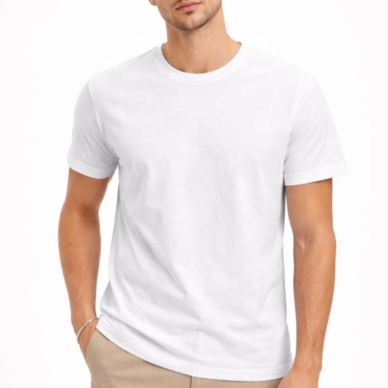 Erkek Bisiklet Yaka Yazlık Kısa kol Düz Tişört Regular Kalıp T-shirt - Beyaz Erkek Bisiklet Yaka Yazlık Kısa kol Düz Tişört Regular Kalıp T-shirt - Beyaz