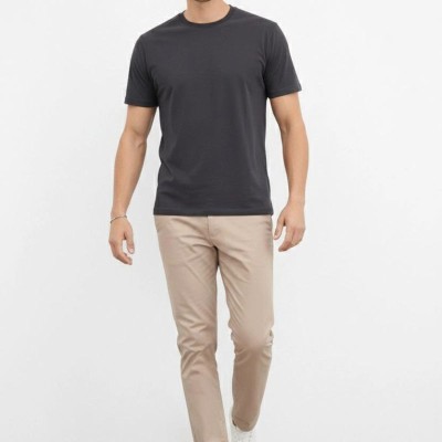 Erkek Bisiklet Yaka Yazlık Kısa kol Düz Tişört Regular Kalıp T-shirt - Füme Erkek Bisiklet Yaka Yazlık Kısa kol Düz Tişört Regular Kalıp T-shirt - Füme