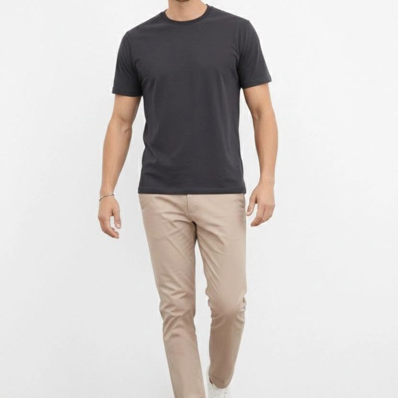 Erkek Bisiklet Yaka Yazlık Kısa kol Düz Tişört Regular Kalıp T-shirt - Füme Erkek Bisiklet Yaka Yazlık Kısa kol Düz Tişört Regular Kalıp T-shirt - Füme