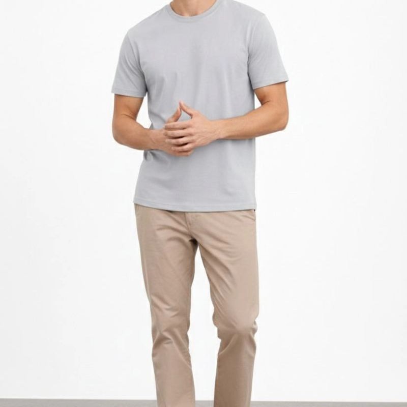 Erkek Bisiklet Yaka Yazlık Kısa kol Düz Tişört Regular Kalıp T-shirt - Gri Erkek Bisiklet Yaka Yazlık Kısa kol Düz Tişört Regular Kalıp T-shirt - Gri