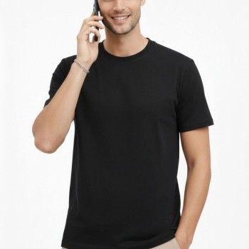 Erkek Bisiklet Yaka Yazlık Kısa kol Düz Tişört Regular Kalıp T-shirt - Siyah Erkek Bisiklet Yaka Yazlık Kısa kol Düz Tişört Regular Kalıp T-shirt - Siyah