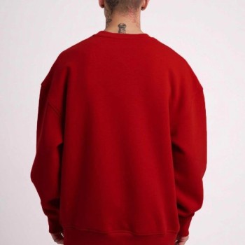 Erkek Biskilet Yaka Üç İplik SweatShirt - Kırmızı