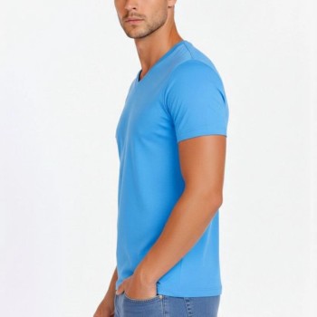 Erkek Body T-shirt V Yaka Slim Fit Likralı Kısa kol Tişört - Açık Mavi Erkek Body T-shirt V Yaka Slim Fit Likralı Kısa kol Tişört - Açık Mavi