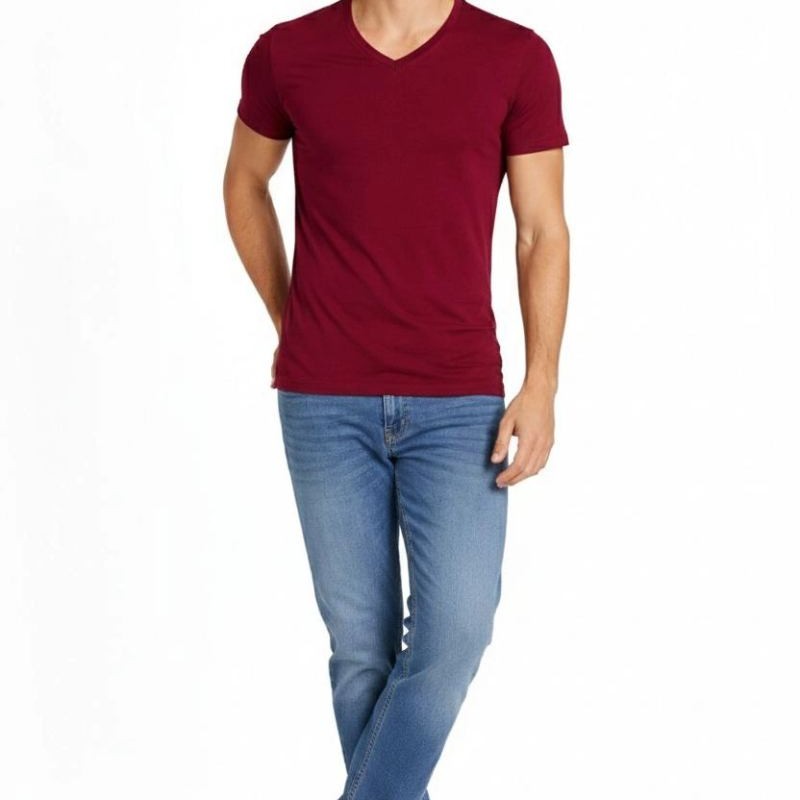 Erkek Body T-shirt V Yaka Slim Fit Likralı Kısa kol Tişört - Bordo Erkek Body T-shirt V Yaka Slim Fit Likralı Kısa kol Tişört - Bordo