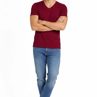 Erkek Body T-shirt V Yaka Slim Fit Likralı Kısa kol Tişört - Bordo Erkek Body T-shirt V Yaka Slim Fit Likralı Kısa kol Tişört - Bordo