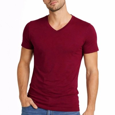 Erkek Body T-shirt V Yaka Slim Fit Likralı Kısa kol Tişört - Bordo Erkek Body T-shirt V Yaka Slim Fit Likralı Kısa kol Tişört - Bordo