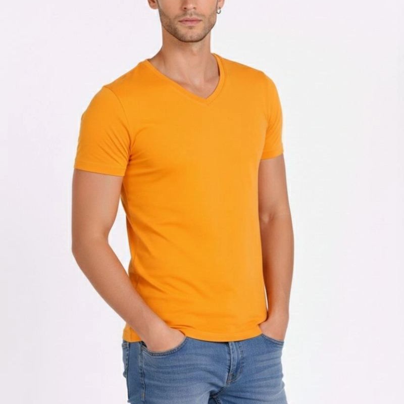 Erkek Body T-shirt V Yaka Slim Fit Likralı Kısa kol Tişört - Sarı Erkek Body T-shirt V Yaka Slim Fit Likralı Kısa kol Tişört - Sarı