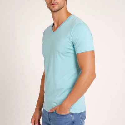 Erkek Body T-shirt V Yaka Slim Fit Likralı Kısa kol Tişört - Turkuvaz Erkek Body T-shirt V Yaka Slim Fit Likralı Kısa kol Tişört - Turkuvaz