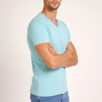 Erkek Body T-shirt V Yaka Slim Fit Likralı Kısa kol Tişört - Turkuvaz Erkek Body T-shirt V Yaka Slim Fit Likralı Kısa kol Tişört - Turkuvaz