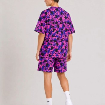 Erkek Çocuk Oversize Kalıp Pubg Bape X Shark Nakışlı Cepli Şort Takım - Mor Erkek Çocuk Oversize Kalıp Pubg Bape X Shark Nakışlı Cepli Şort Takım - Mor
