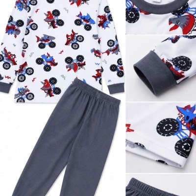 Erkek Çocuk Premium Penye Canavar Araba Desenli Uzun Kollu Pijama Takımı 2-11 Yaş - Füme Erkek Çocuk Premium Penye Canavar Araba Desenli Uzun Kollu Pijama Takımı 2-11 Yaş - Füme