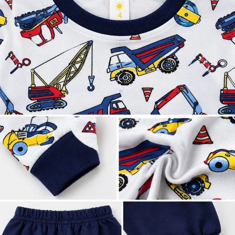 Erkek Çocuk Premium Penye İş Makinesi Desenli Uzun Kollu Pijama Takımı 2-11 Yaş - Lacivert Erkek Çocuk Premium Penye İş Makinesi Desenli Uzun Kollu Pijama Takımı 2-11 Yaş - Lacivert