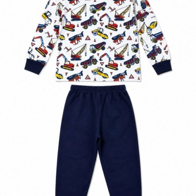 Erkek Çocuk Premium Penye İş Makinesi Desenli Uzun Kollu Pijama Takımı 2-11 Yaş - Lacivert Erkek Çocuk Premium Penye İş Makinesi Desenli Uzun Kollu Pijama Takımı 2-11 Yaş - Lacivert