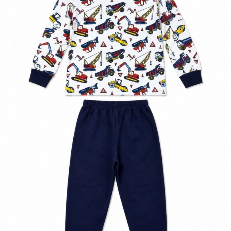 Erkek Çocuk Premium Penye İş Makinesi Desenli Uzun Kollu Pijama Takımı 2-11 Yaş - Lacivert Erkek Çocuk Premium Penye İş Makinesi Desenli Uzun Kollu Pijama Takımı 2-11 Yaş - Lacivert