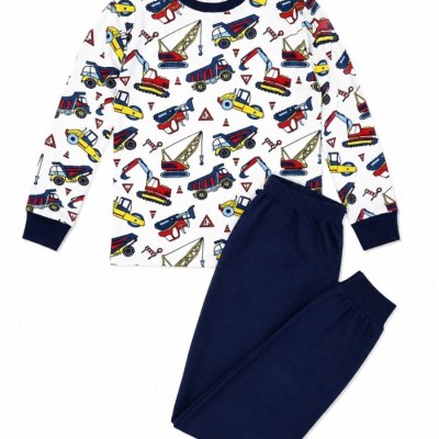 Erkek Çocuk Premium Penye İş Makinesi Desenli Uzun Kollu Pijama Takımı 2-11 Yaş - Lacivert Erkek Çocuk Premium Penye İş Makinesi Desenli Uzun Kollu Pijama Takımı 2-11 Yaş - Lacivert