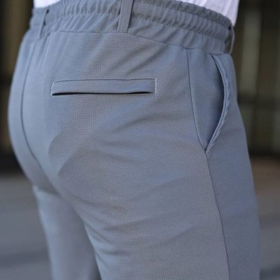 Erkek Diagonel Kumaş Duble Paça Cepli Bağcıklı Bel Lastikli ŞORT - Gri Erkek Diagonel Kumaş Duble Paça Cepli Bağcıklı Bel Lastikli ŞORT - Gri
