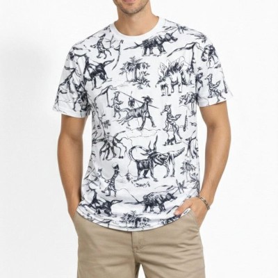 Erkek Dinozor Dijıtal ön ve arka Baskılı Tişört Bisiklet Yaka T-Shirt - Beyaz Erkek Dinozor Dijıtal ön ve arka Baskılı Tişört Bisiklet Yaka T-Shirt - Beyaz