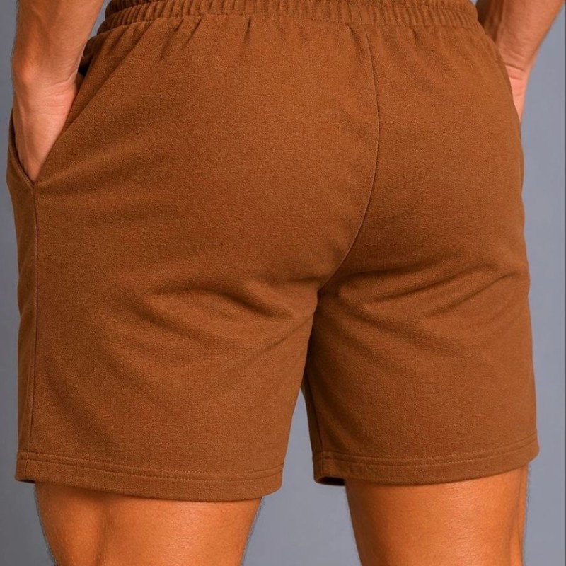 Erkek Dokuma Kumaş Cepli Bağcıklı Regular Fit Yazlık Şort - Kahverengi Erkek Dokuma Kumaş Cepli Bağcıklı Regular Fit Yazlık Şort - Kahverengi