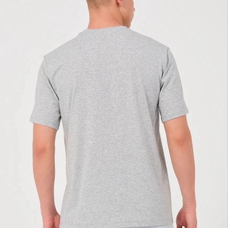Erkek Düz Penye Tişört Bisiklet Yaka Kısa Kol Regular Fit T-Shirt - Gri