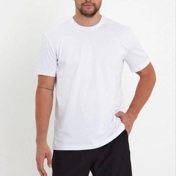 Erkek Düz T-Shirt Kısa Kol Bisiklet Yaka Regular Fit Rahat Kalıp Günlük Tişört - Beyaz