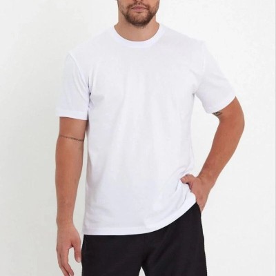 Erkek Düz T-Shirt Kısa Kol Bisiklet Yaka Regular Fit Rahat Kalıp Günlük Tişört - Beyaz