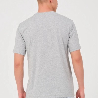 Erkek Düz T-Shirt Kısa Kol Bisiklet Yaka Regular Fit Rahat Kalıp Günlük Tişört - Gri