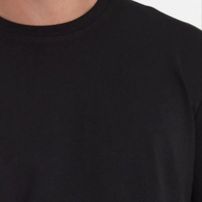 Erkek Düz T-Shirt Kısa Kol Bisiklet Yaka Regular Fit Rahat Kalıp Günlük Tişört - Siyah